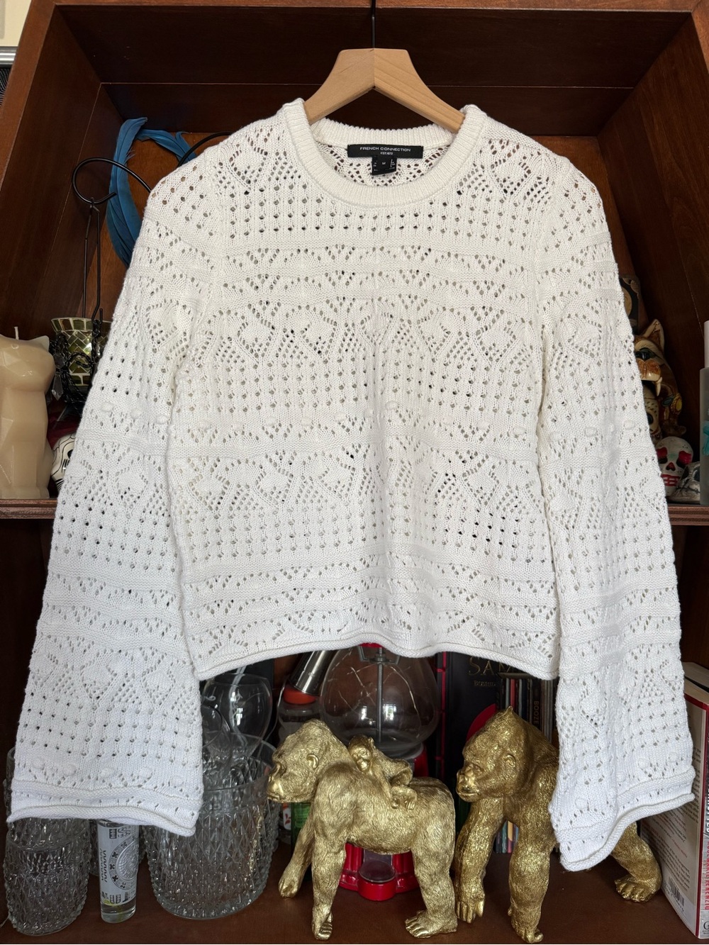 French Connection - Crew Neck Long Sleeve Crochet Bobble Knit Jumper - Medium - Picture 3 of 7